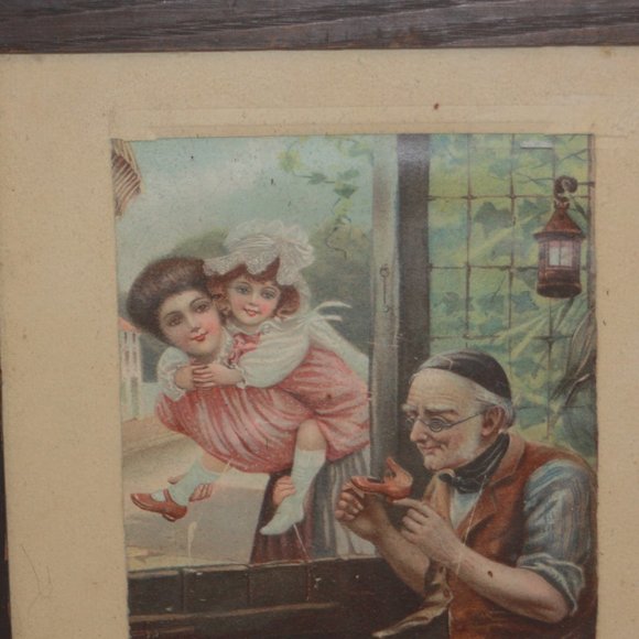 Vintage Framed Matted Print "Shoemaker" Wood Frame under glass - Picture 2 of 4